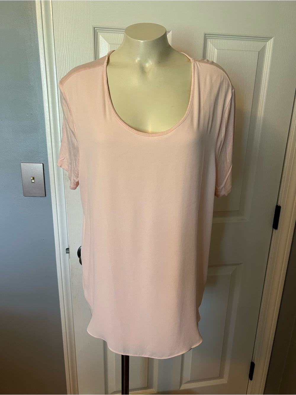 LOFT Scoop Neck Short Sleeve Top - Light Blush